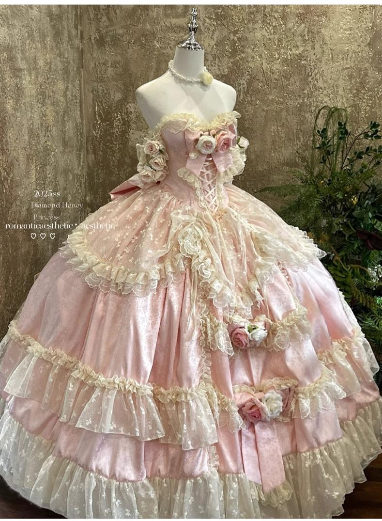 Love and Roses Princess Bridal Lolita Dress with Tiered Rose Skirt - image 24