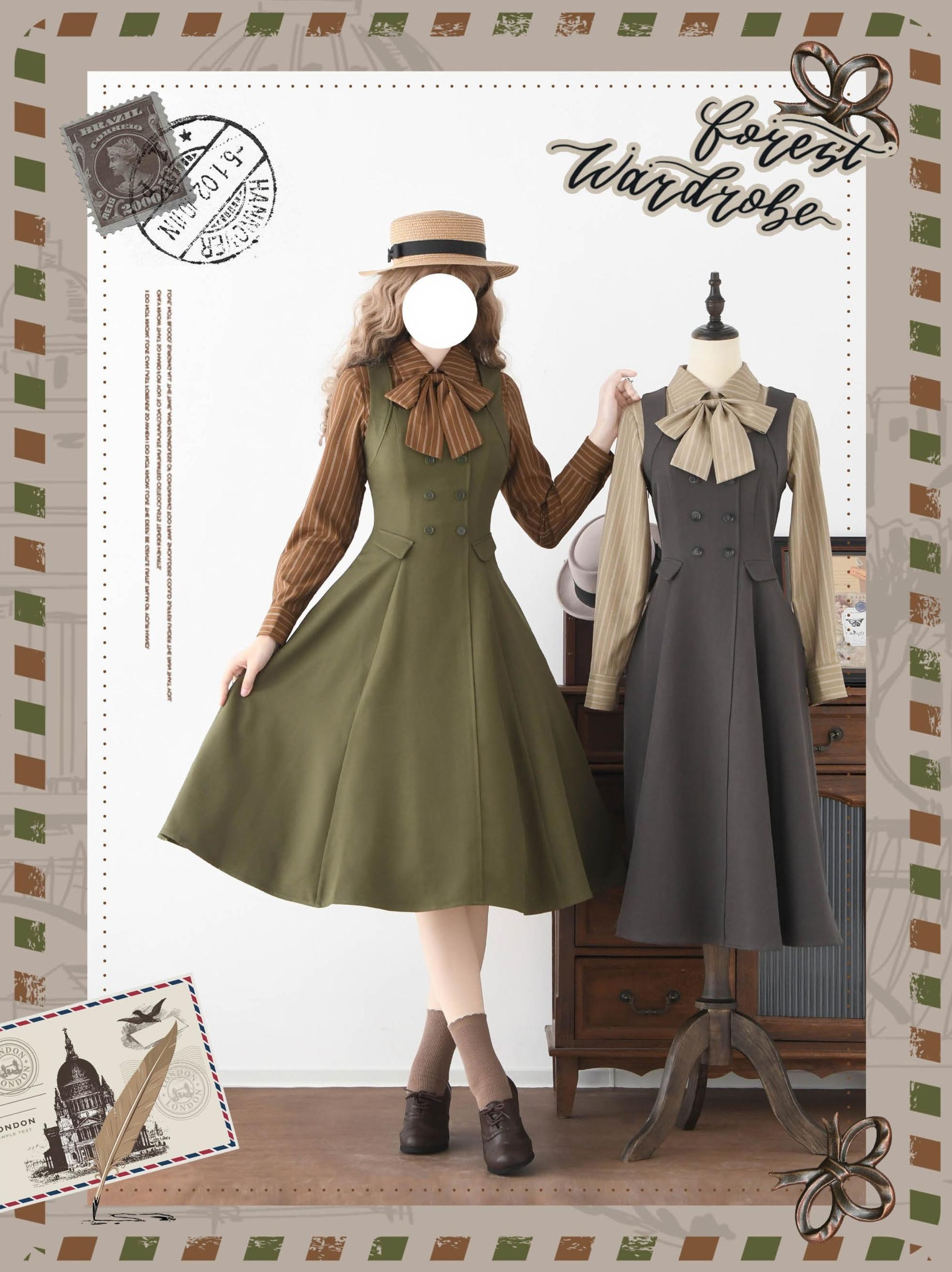 Foggy Forest - Elegant Lolita A-line JSK Dress, Side Pockets - image 8