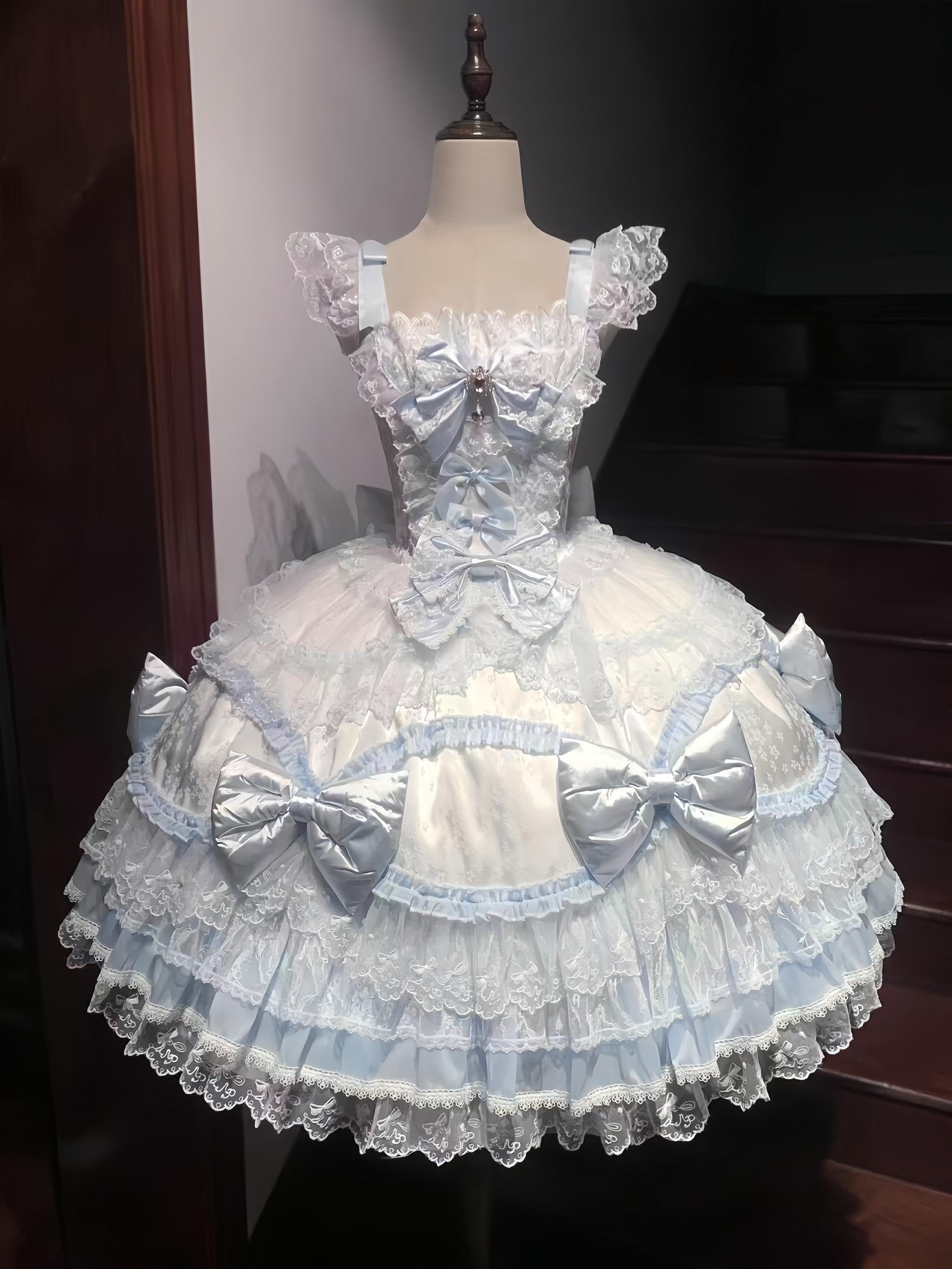 Floral Dream Isle - Sweet Lolita Doll-like JSK Dress, Bows & Lace - image 3