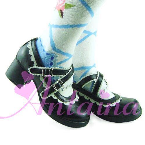 Gothic Lolita Shoes - Black Matte & Scalloped - image 3
