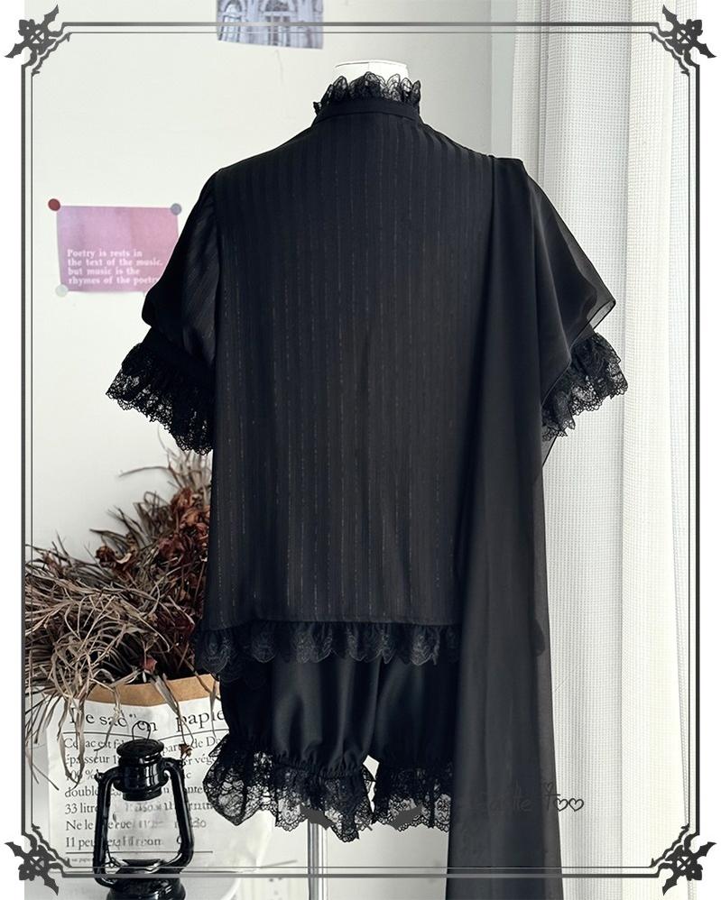 Black Moonlight - Ouji Lolita Chiffon Shirt Outfit Collection - image 16