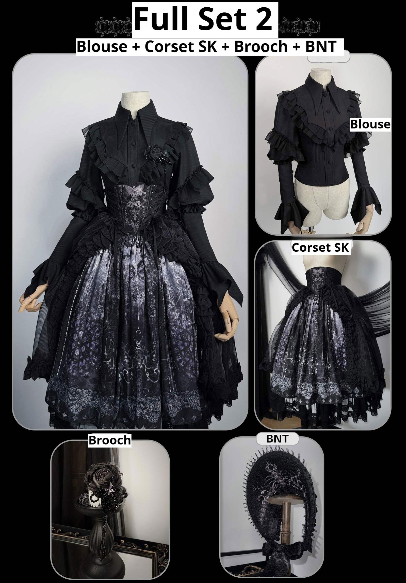 Bone-Eroded Butterfly - Gothic Lolita JSK & SK Set - image 7