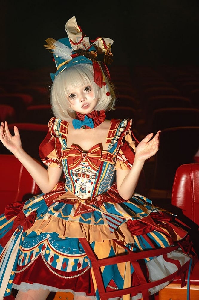 Bunny Circus Embroidery - Sweet Lolita JSK Dress and Detachable Puff Sleeves - image 24