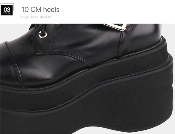 J-fashion Punk Lolita Classic Black High Boots - image 6