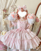 Rose Romance - Pink Sweet Lolita JSK Dress, Tiered Hem - image 6