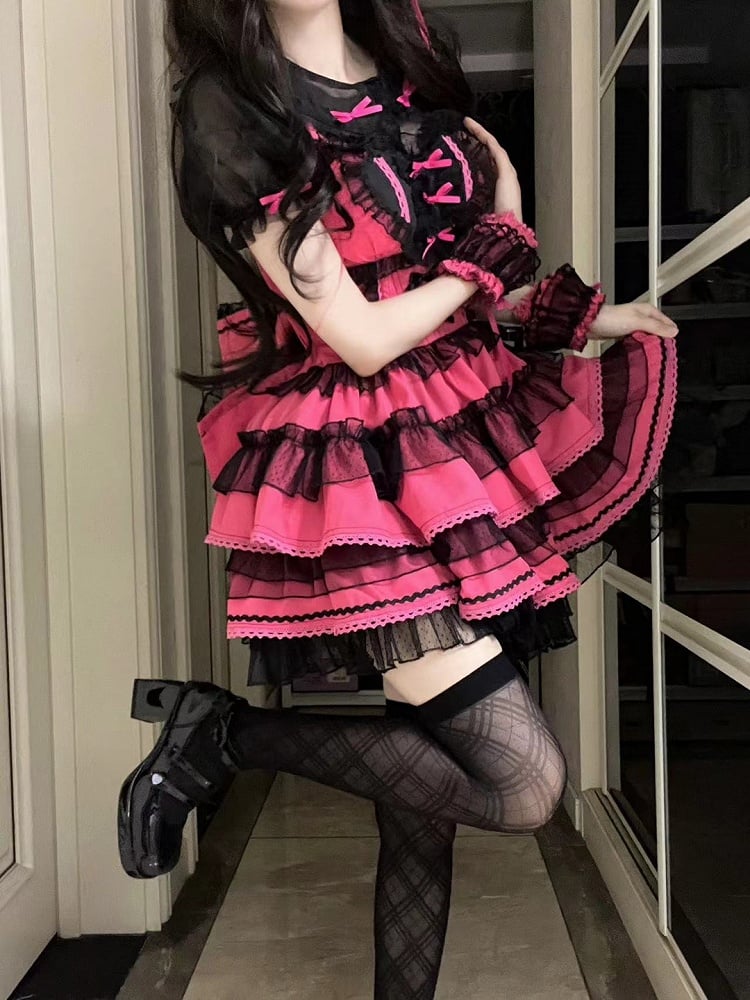 Black Heart Bow Ruffle Sweet Lolita Dress - image 4