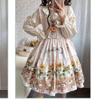 Cat and Sunflower - Sweet Lolita JSK, Cat and Sunflower Print - image 20