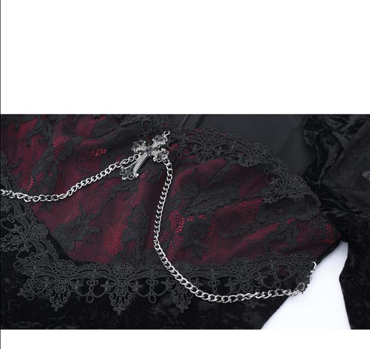 Rose Cemetery - Dark Red Velvet Gothic Lolita Dress - image 8