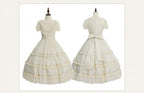Beige Dots Tulle Flutter-Sleeve Lolita OP Dress with Embroidered Waist Belt - image 4