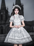 White Lily Embroidery Lace Gothic Lolita Dress - image 13