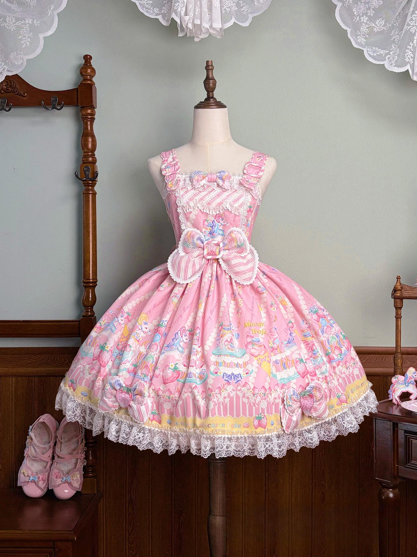 Macaron - Printed Sweet Lolita OP Dress and Old School JSK - image 51