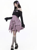 Purple Asymmetric Cami Dress with Ruffle and Bow - image 8