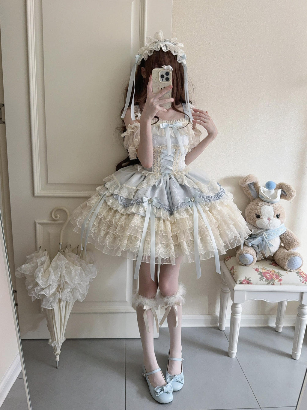Ribbons of Love Sweet Lolita Tiered JSK Dress - image 4