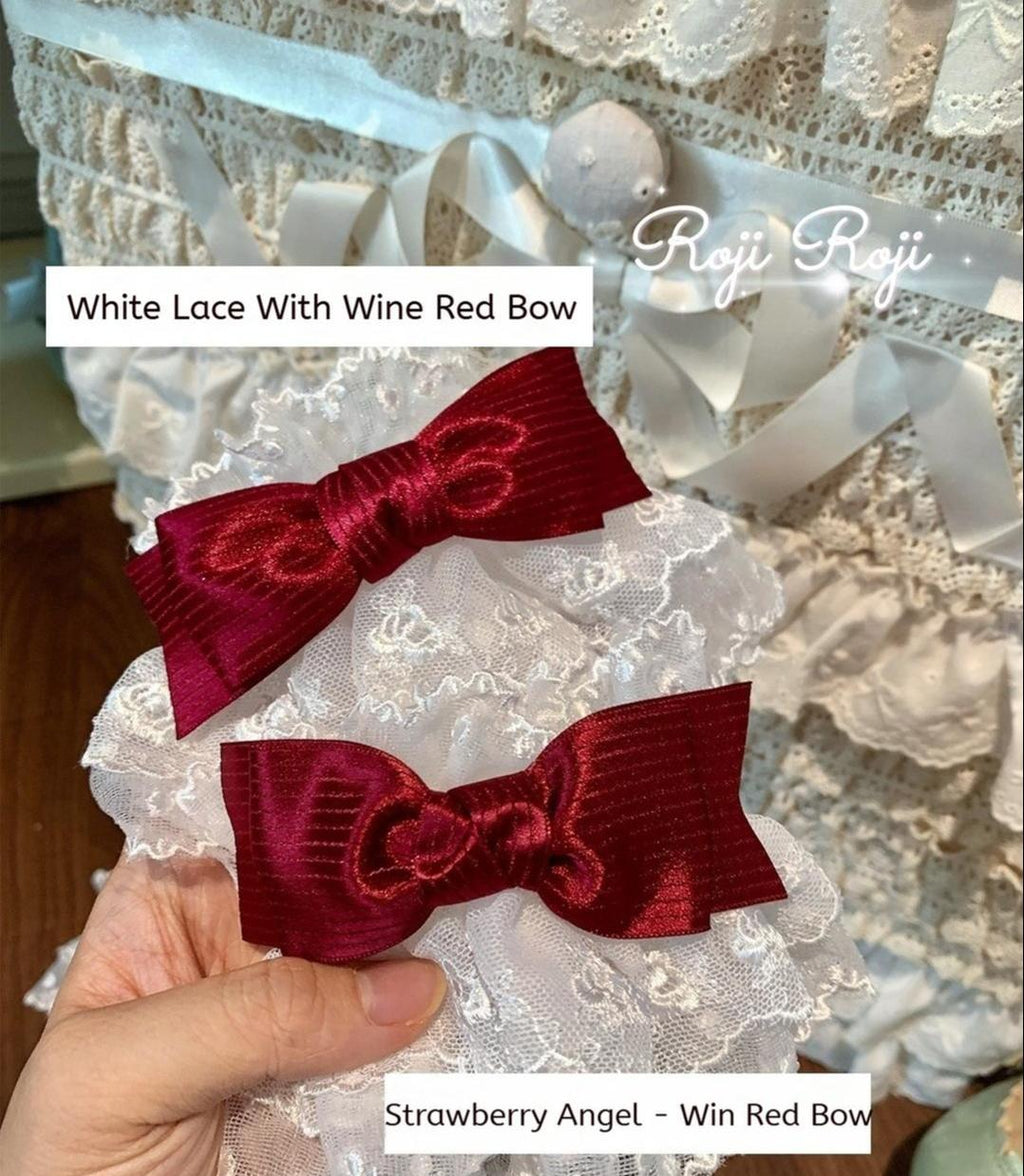 Sweet Lolita Lace Bow Cuffs, Elastic Wrist - image 5