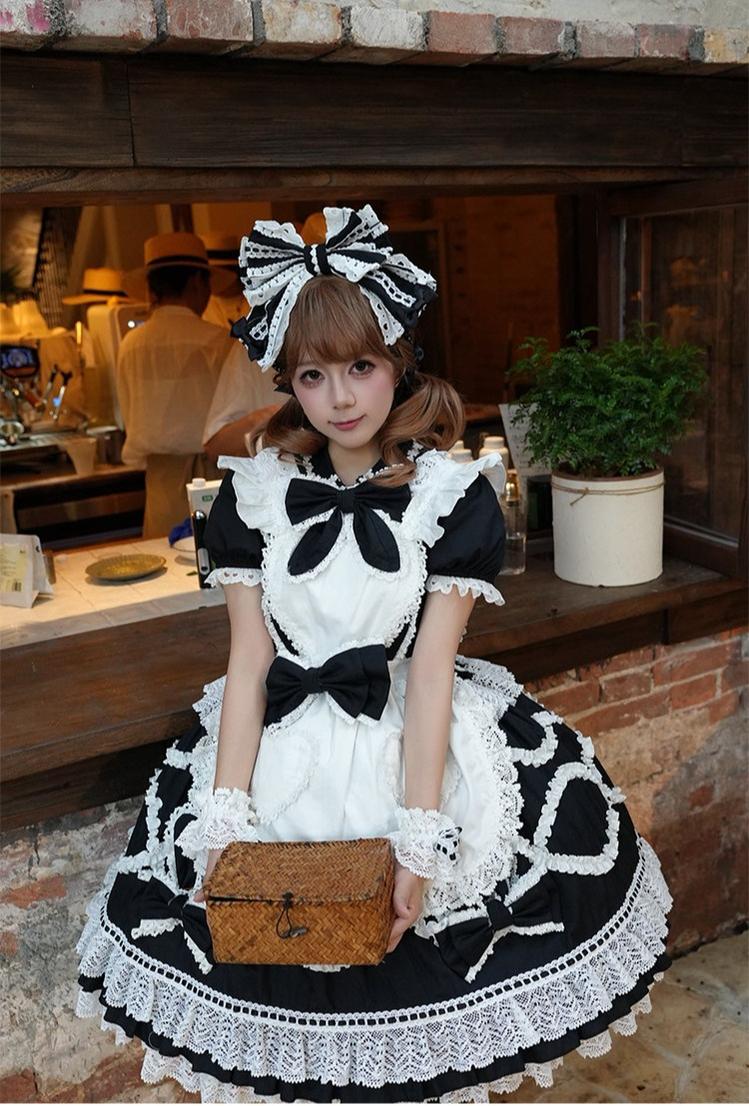 Creamy Sweet Bunny - Cotton Old School Lolita Bunny Ear OP Dress with Bows and Accessories - image 13