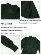 Abyss Clinic - Gothic Lolita Green Dress Set, Embroidery Accent - image 8