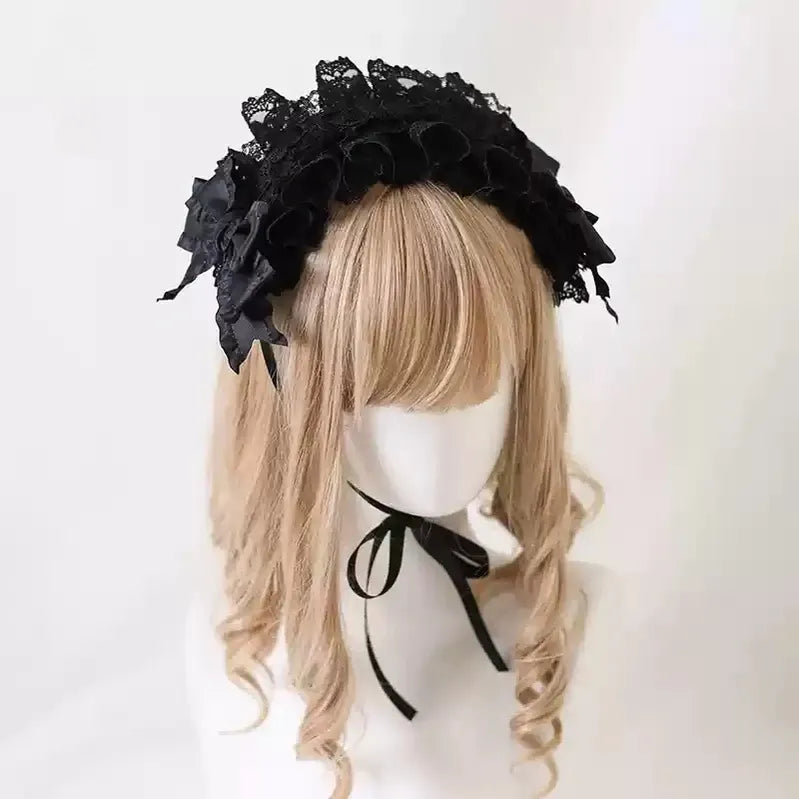 Elegant Lolita Ivory Lace Hair Band - image 2