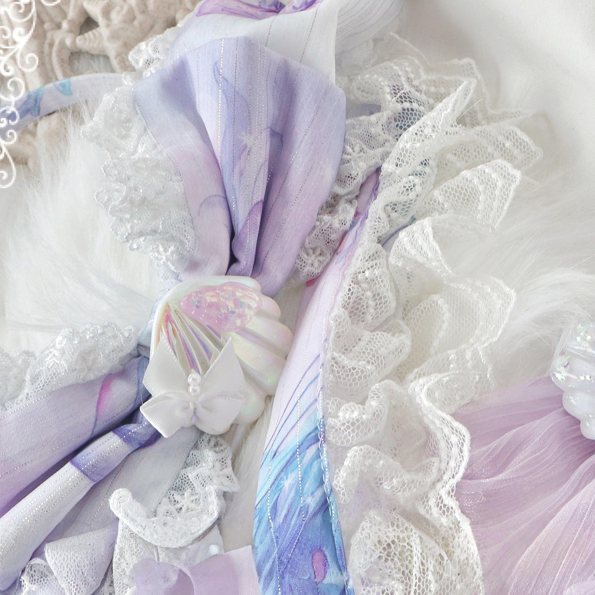 Coral Jellyfish - Sweet Lolita High-waist JSK Dress, Jellyfish & Coral Print and Accessories - image 20