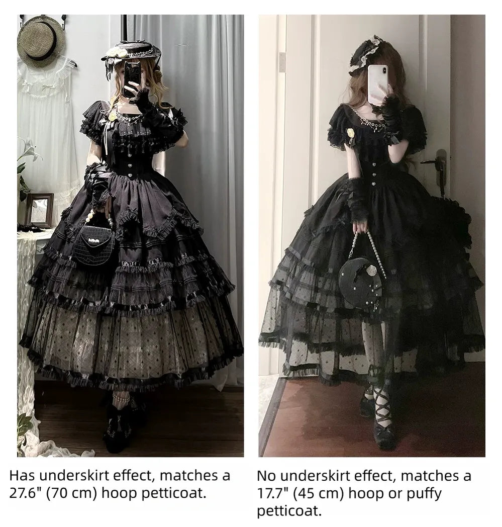 Unnamed Dusk Poem - Classic Lolita OP Dress, Tulle Skirt with Cross Accent and Accessories - image 9