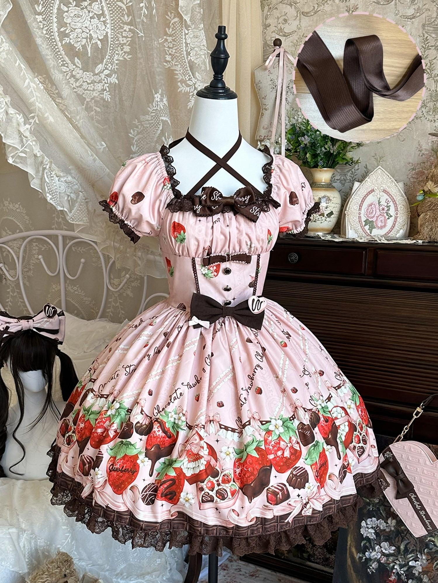 Strawberry Chocolate Lovers Sweet Lolita Embroidered Dress - image 2
