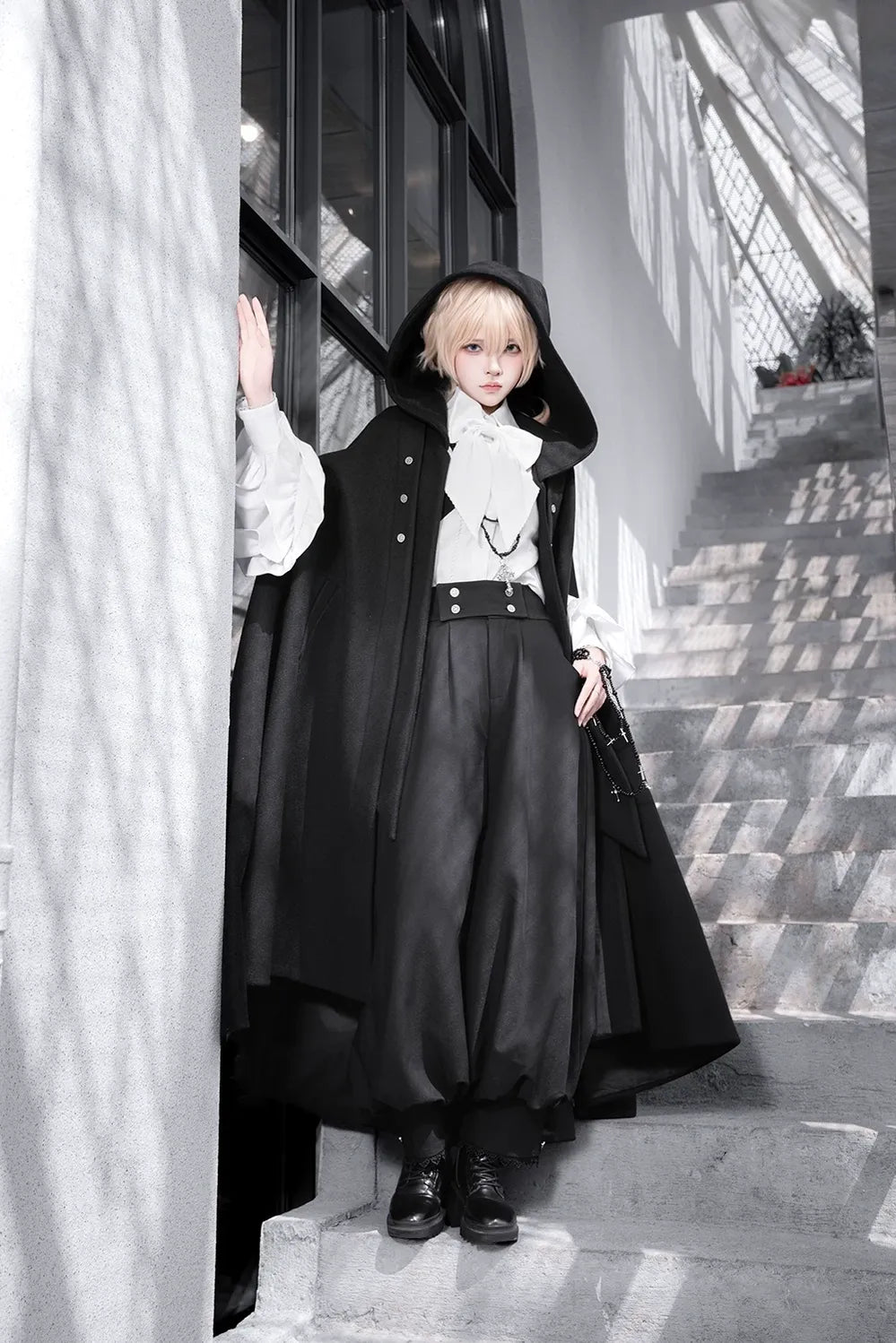 Codename 003 - Ouji Lolita Shirt and Pants Set, Hooded Cape - image 2