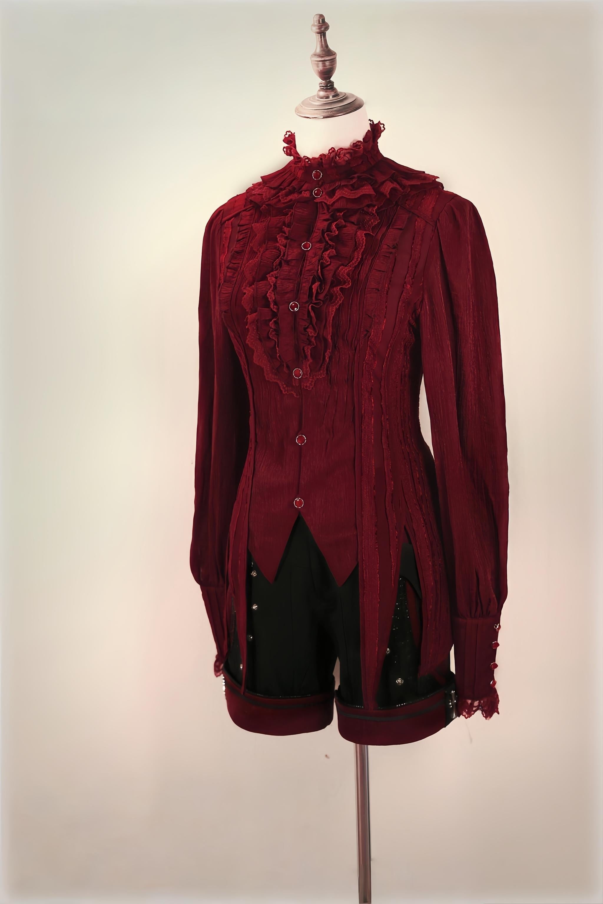Little Devil - Ouji Lolita Long Sleeve Shirt, Ruffled Lace Collection - image 2