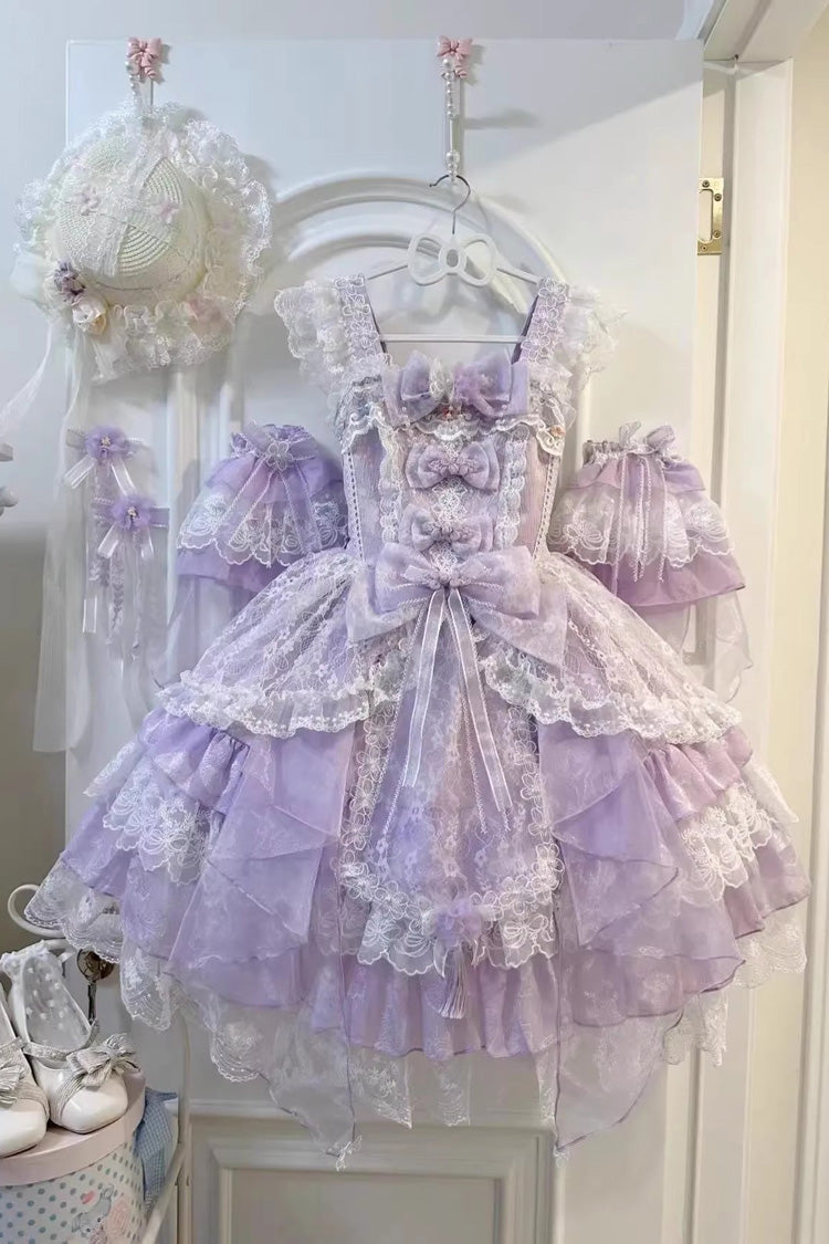 Spring Waters Reflecting Pear Blossoms - Ruffled Embroidered Open-Front Bow Lace Sweet Lolita JSK Dress - image 3