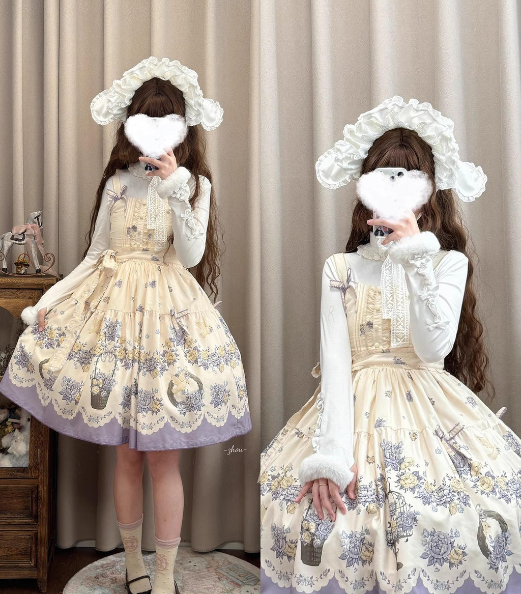 Floral and Bird Series - Classic Lolita JSK Dress, Floral Print - image 37