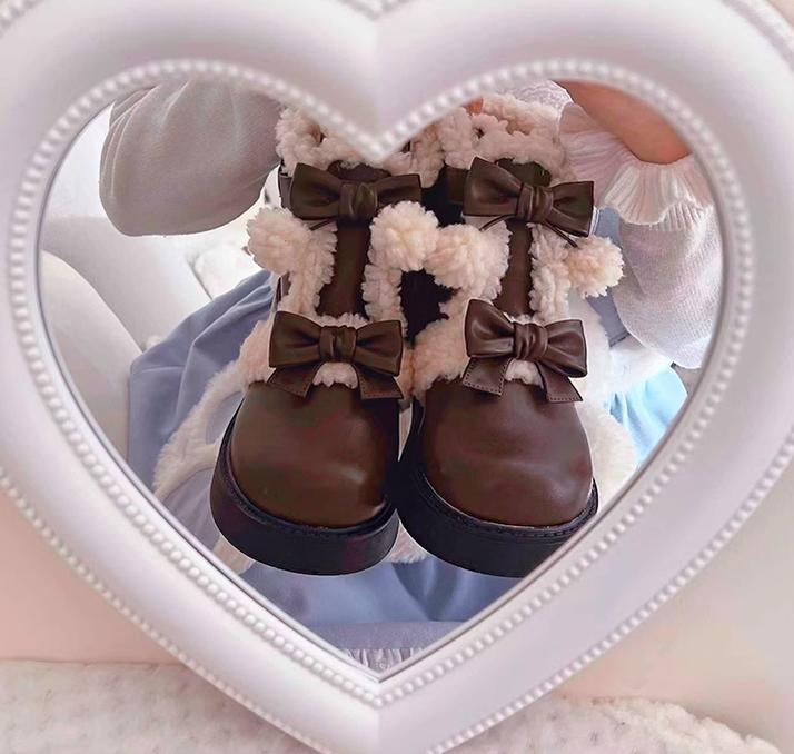 Furry Bear - Winter Cute Lolita Short Snow Boots - image 18