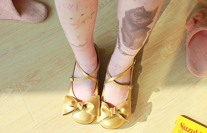 Bow and Low Heel Cross Band Lolita Leather Shoes - image 8