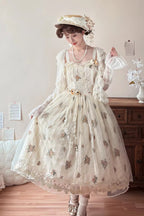 Chloris - Floral Embroidered Sweet Lolita JSK Dress in Apricot - image 7