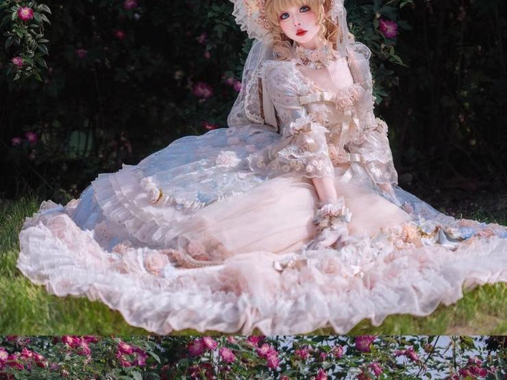 Rose Banquet Wedding Lolita OP Dress, Chiffon Tea Party Style - image 3