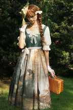 Morning in the Pine Forest - Sweet Lolita OP Dress in Dark Green - image 5