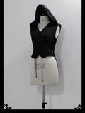Rabbit Feather - Black Ouji Lolita Vest Shorts Suit Prince Cloak Set - image 24