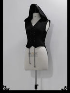 Rabbit Feather - Black Ouji Lolita Vest Shorts Suit Prince Cloak Set - image 24
