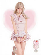 Pink Gingham Tiered Skirt with Shorts - serendipity - image 8