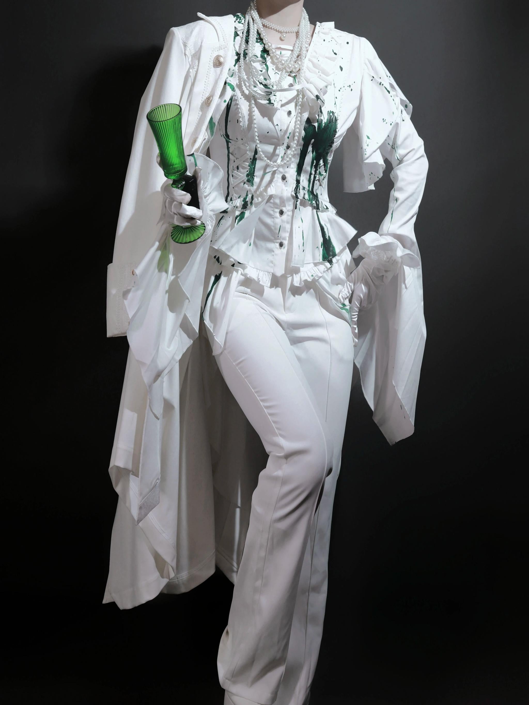 Echo of Deep Sea - Satin Ouji Lolita Trailing Blouse, Solid or Blood Stain Style - image 13