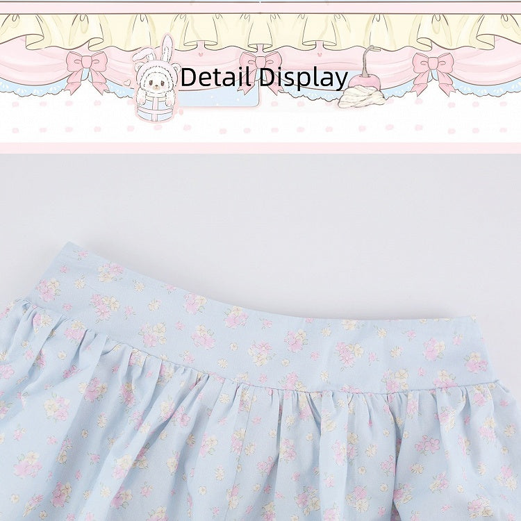 Blue Floral Print Bubble Shorts - serendipity - image 2