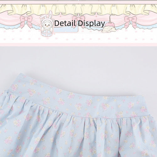 Blue Floral Print Bubble Shorts - serendipity - image 2
