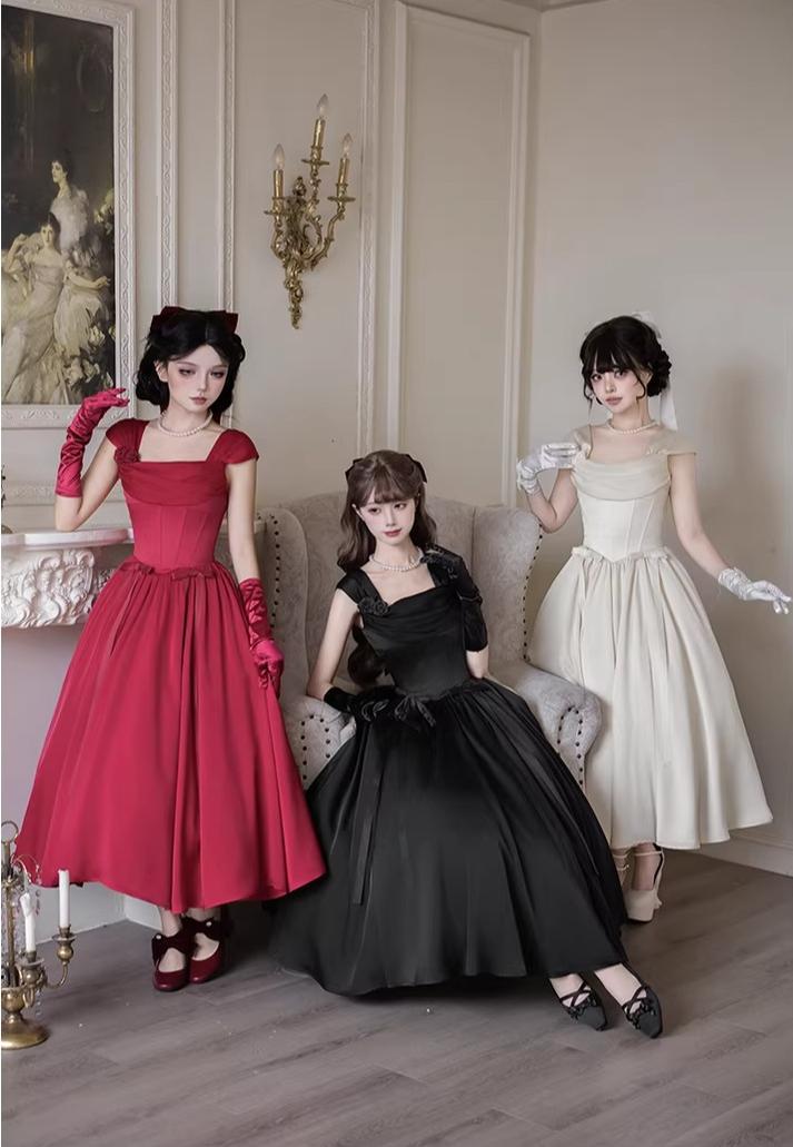For Beloved - Classic Lolita Satin JSK Dress Set, Fishbone Waist - image 16