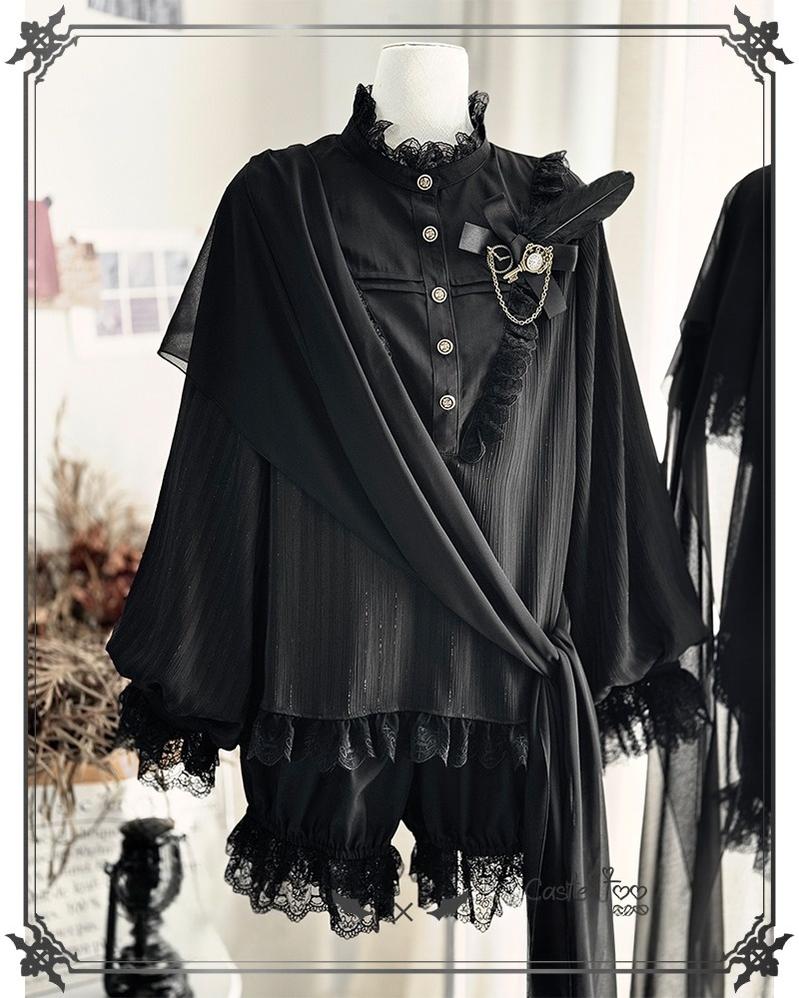 Black Moonlight - Ouji Lolita Chiffon Shirt Outfit Collection - image 19