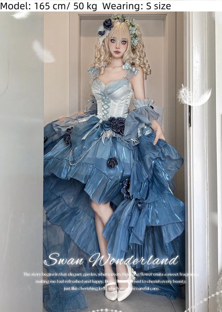 Swan Wonderland - Fairy Lolita JSK with High-Low Hem - image 24