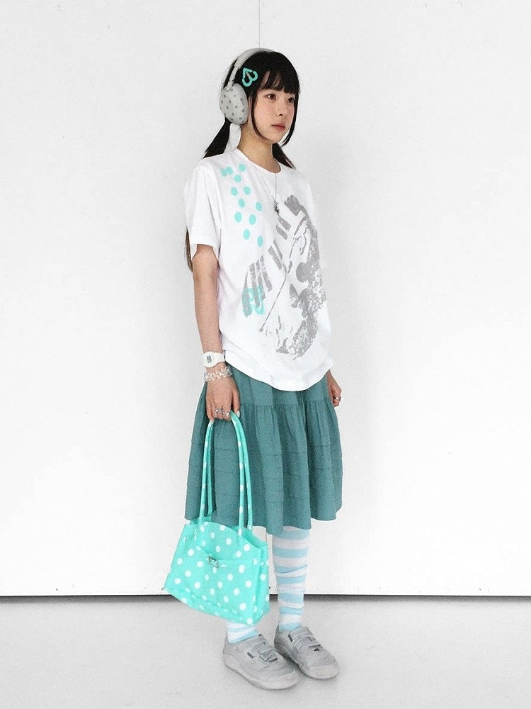 White Crew Neck Tee with Distressed Print - innomoood - image 7