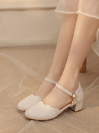 Qi-Inspired Beige Beaded Heel Lolita Sandals - image 6