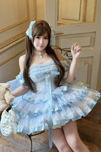 Princess Ribbon - Off Shoulder Triple-Layered Ruffle Bowknot Sweet Lolita Dress - image 2