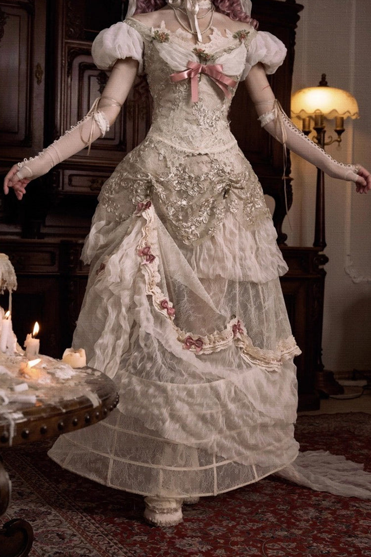 Cupid's Poetry Box Classic Elegant Lolita Long Skirt in Light Brown - image 1