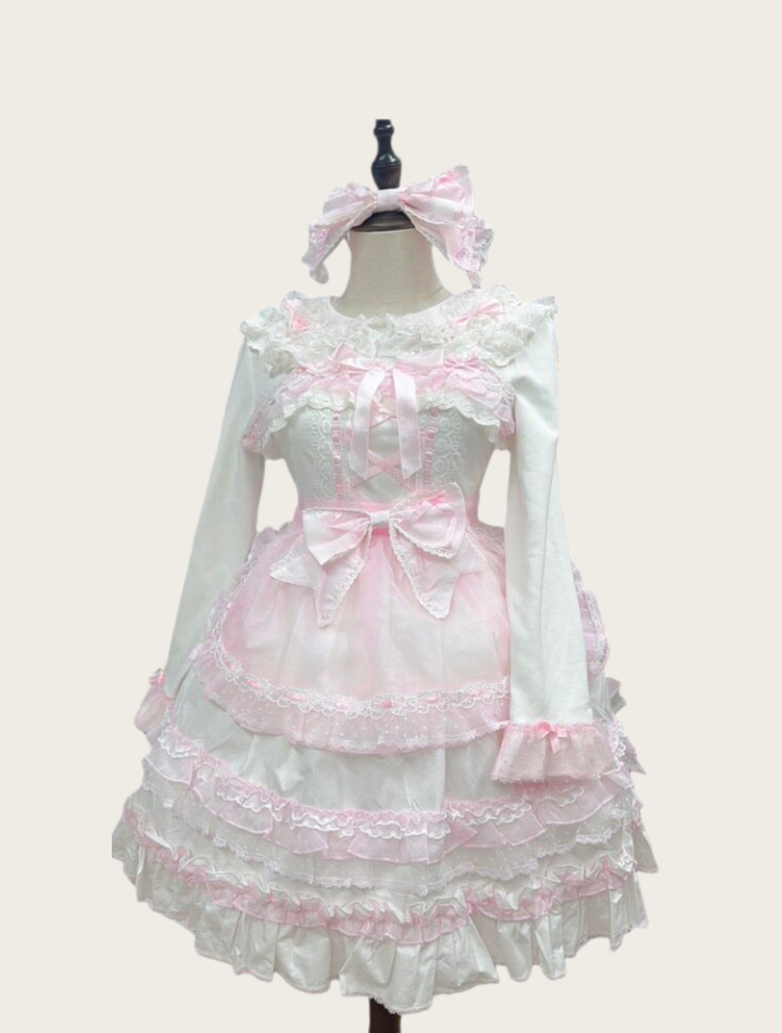 Little Dessert Chef - Old School Lolita JSK Dress, Cream-Like Ruffle and Accessories - image 5