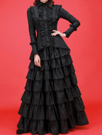 Gothic Tailed-Hem Blouse and Multi-Layer Lolita Skirt Set - image 10