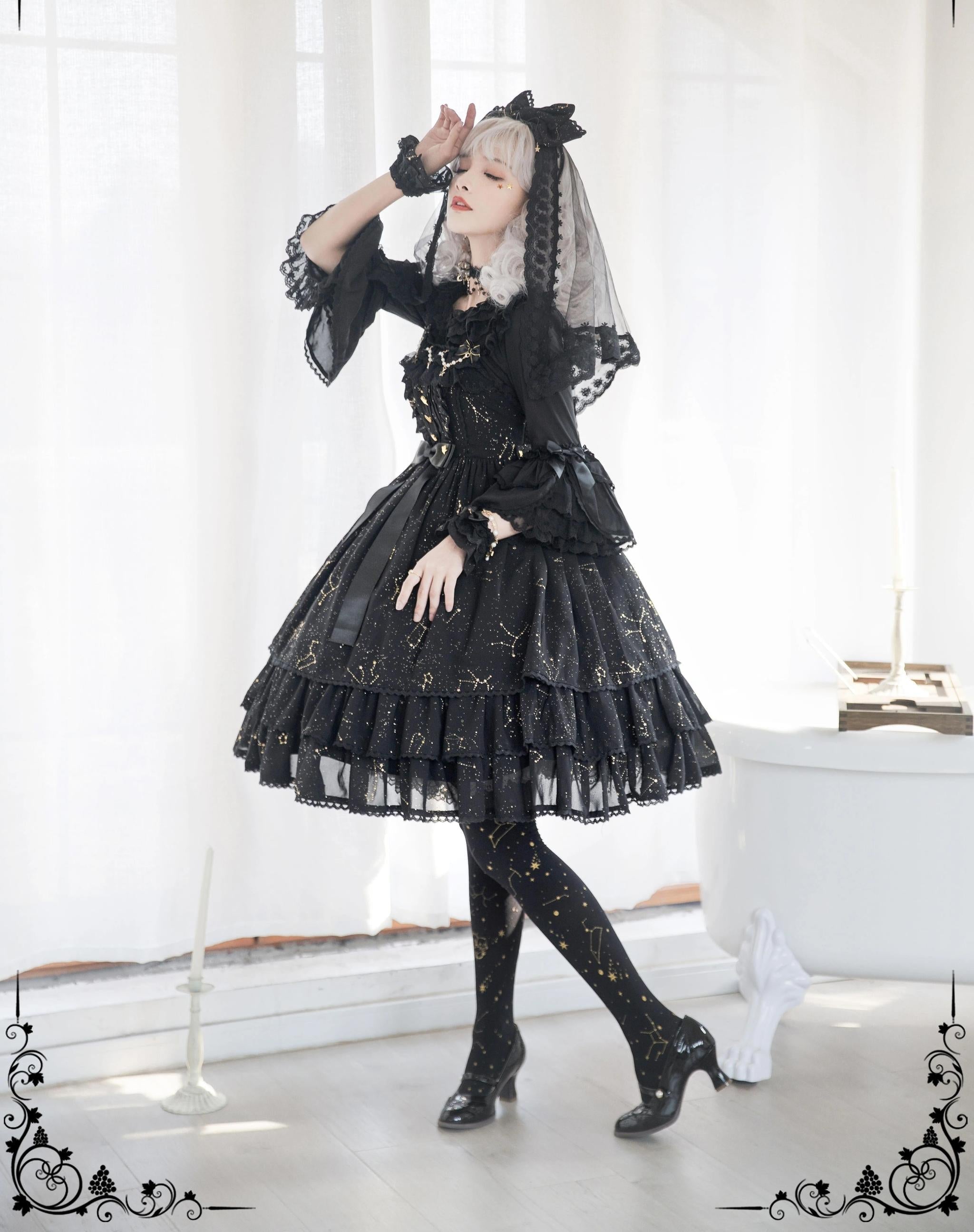 The Whisper of Stars - Gothic Constellation Lolita JSK & Accessories — source image 11