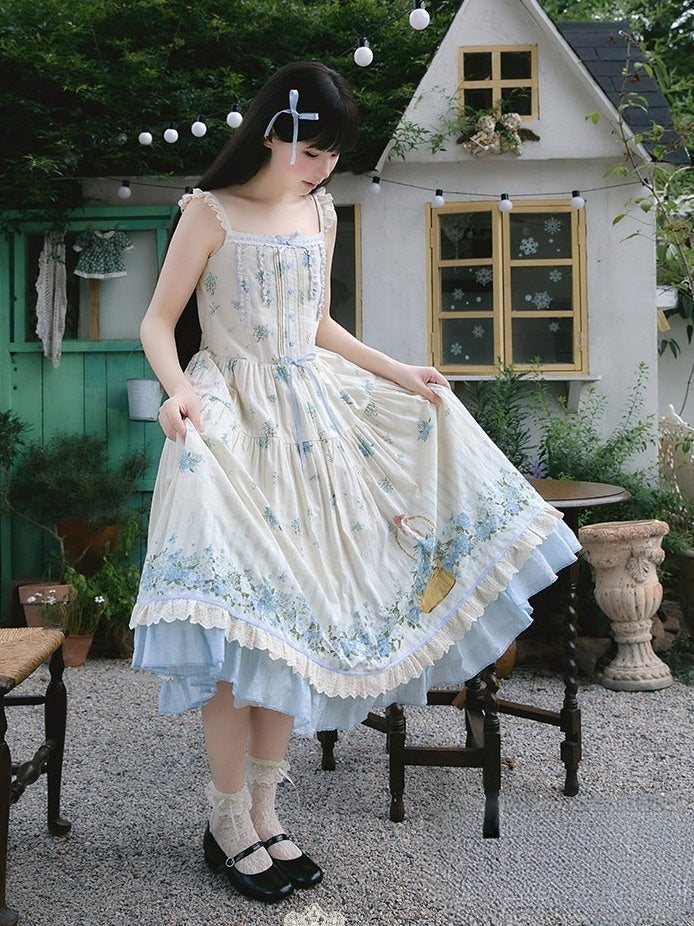 Blue Forget-Me-Not Floral Sweet Lolita JSK - image 1